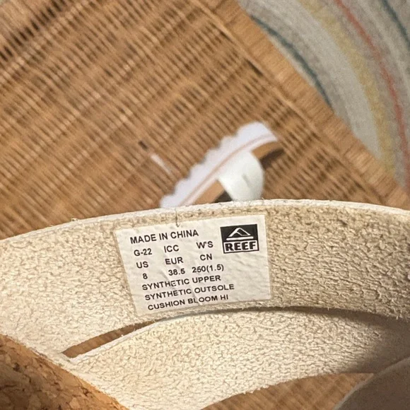 Reef White and Cork Slide Sandals - Picture 6 of 7